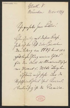 Brief an Ludwig Strecker <senior> und B. Schott's Söhne : 02.11.1899