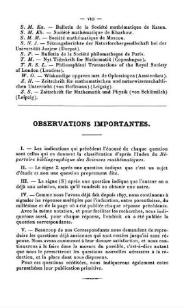 Observations importantes.