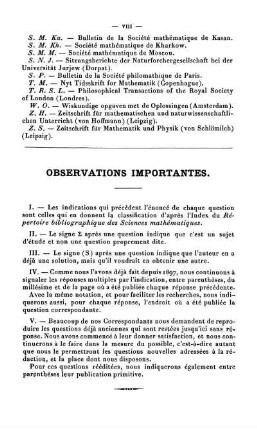 Observations importantes.