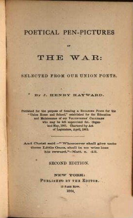 Poetical Pen-Pictures of the War: selected from our Union Poets