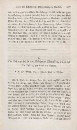 467-494 Die Gefangenschaft und Bekehrung Manasse's, 2Chr.33 : ein Beitrag zur Kritik der Chronik