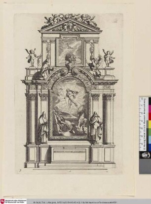 Livre d'Architecture d'Autels, et de Cheminées, Bl. 5 [Altar. Auferstehung Christi; Autel. La Résurrection du Christ]