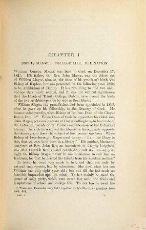 The Life and Correspondence of William Connor Magee : Archbishop of York, Bishop of Peterborough In two volumes, I