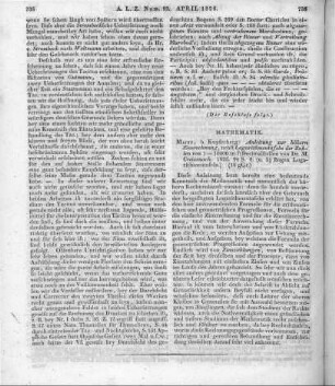 Creizenach, M.: Anleitung zur höhern Zinsrechnung nebst Logarithmen-Tafeln der Zahlen von 1 bis 10.000 in 7 Dezimalreihen. Mainz: Kupferberg 1825