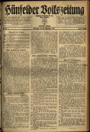 Ausgabe vom Dienstag, den 22. November 1921.