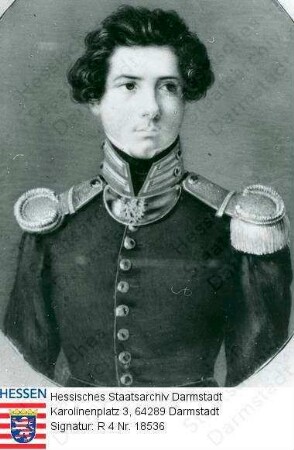 Becker, Friedrich Christian (1809-1875) / Porträt als junger Offizier in Uniform, linksvorblickend, Brustbild