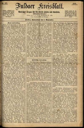 Erste Ausgabe vom Samstag, den 01. September 1883.