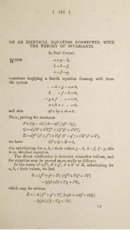 On a identical equation connected with the theory of invariants.