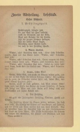 Zweiter Abtheilung. Lesestücke