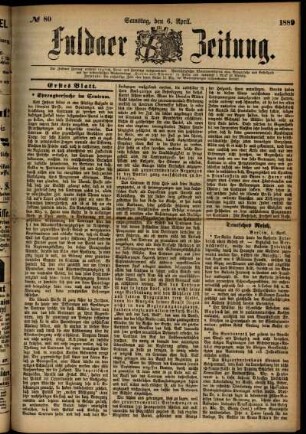 Erste Ausgabe vom Samstag, den 06. April 1889.