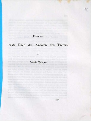 Ueber das erste Buch der Annalen des Tacitus