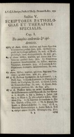 Sectio V. Scriptores Pathologiae Et Therapiae Specialis.