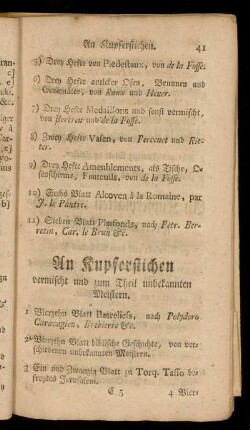An Kupferstichen vermischt und zum Theil unbekannten Meistern.