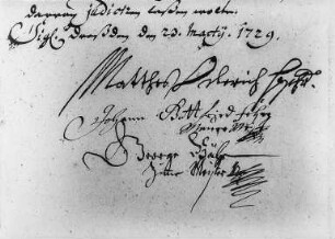 Urkunden: Unterschriften des Fehre, Johann Gottfried und Bähr, George