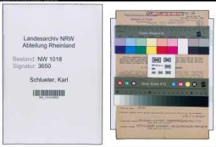 Entnazifizierung Karl Schlueter , geb. 10.09.1899 (Weber)