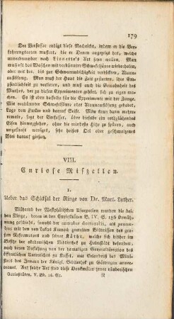 VIII. Curiose Miszellen