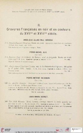 II. Gravures Françaises en noir et en couleurs du XVIIme et XVIIIme siècle (Nr. 315 - 349)