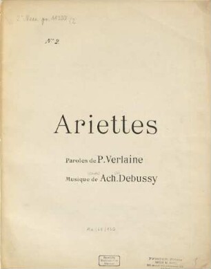 Ariettes : paroles de P. Verlaine, 2