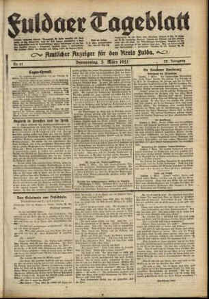 Ausgabe vom Donnerstag, den 03. März 1921.