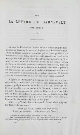 Sur la Lettre de Barnevelt par Dorat