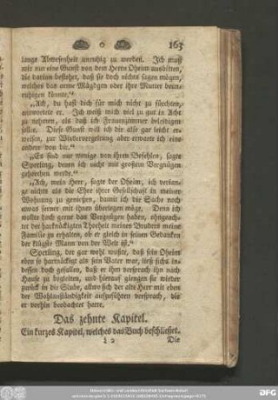 Das zehnte Kapitel. Ein kurzes Kapitel, welches das Buch beschließt.