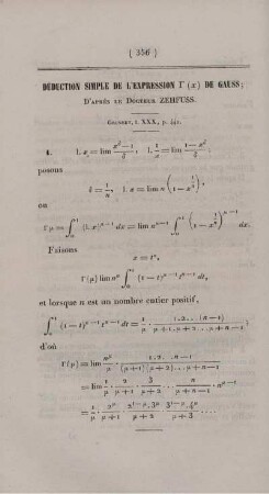 Déduction simple de l'expression ... de Gauss.