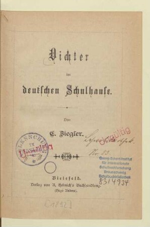 Dichter im deutschen Schulhause