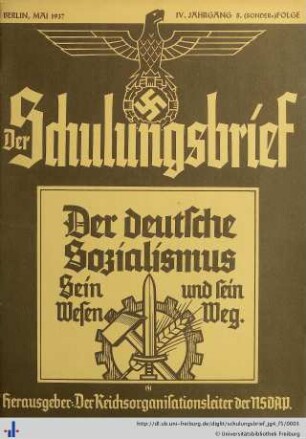 IV. Jahrgang, Folge 5: Der Schulungsbrief