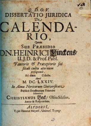 Dissertatio Juridica De Calendario