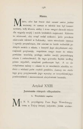 Artykul XXIII. Juramenta roznych officyalistow