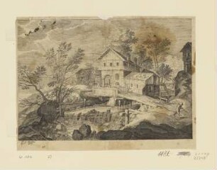 Gasthaus und Brücke, Blatt 5 der Folge "Sechs Landschaften in Tyrol"