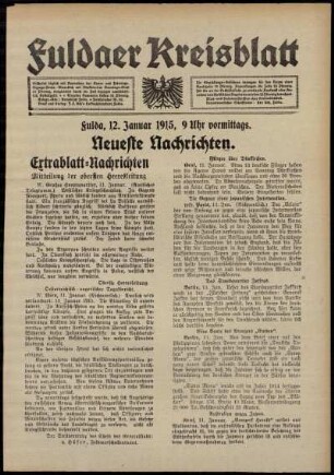 Erste Ausgabe vom Dienstag, den 12. Januar 1915.