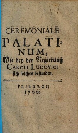 Ceremoniale Palatinum