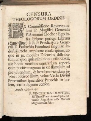 Censura Theologorum Ordinis.