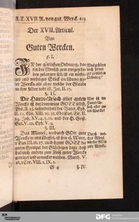 Der XVII. Articul. Von Guten Wercken.