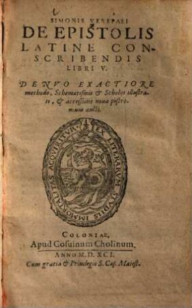 Simonis Verepaei de epistolis latine conscribendis libri V