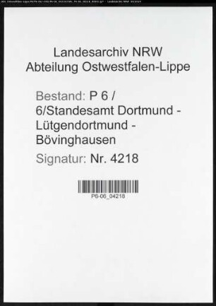 Sterberegister Standesamt Dortmund-Lütgendortmund-Bövinghausen (XI)