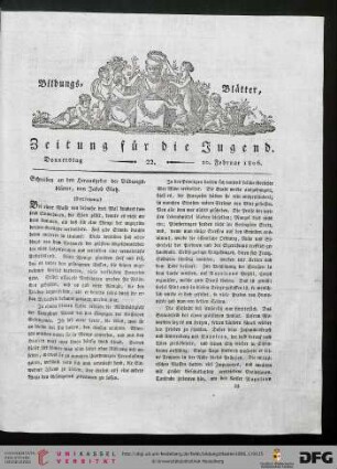 Heft 22 (20. Feburar 1806)