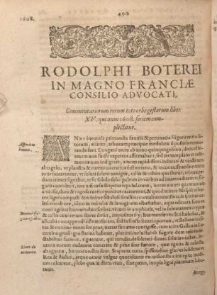 Rodolphi Boterei ... Commentariorum rerum toto orbe gestarum liber XV. qui anni 160.8 seriem complectitur.