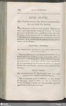 Livre Sixième. Des Combinaisons des Corps combustibles les uns avec les autres
