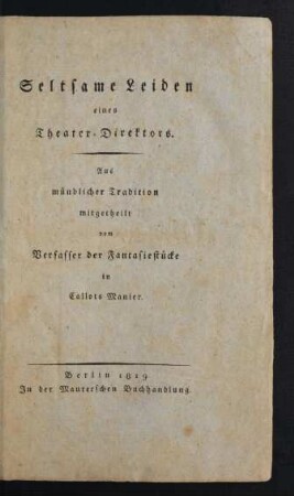 Seltsame Leiden eines Theater-Direktors
