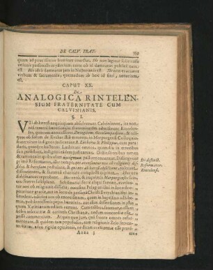 Caput XX. De Analogica Rintelensium Fraternitate Cum Calvinianis.