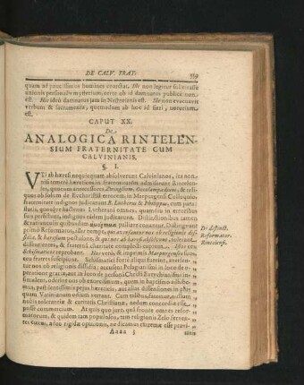 Caput XX. De Analogica Rintelensium Fraternitate Cum Calvinianis.