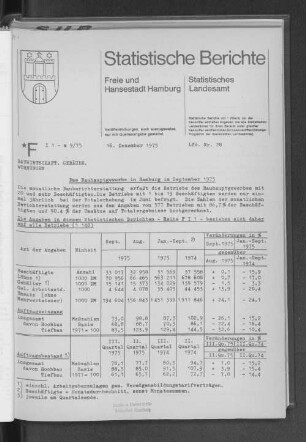 Das Bauhauptgewerbe in Hamburg im September 1975 : Lfd. Nr. 28