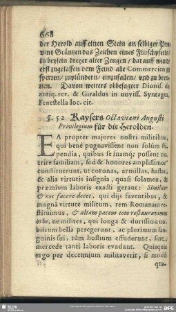§. 52. Kaysers Octaviani Augusti Privilegium für die Herolden