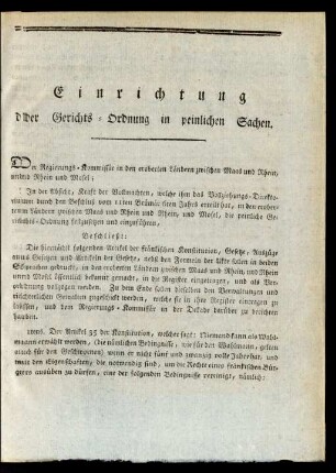 Einrichtung der Gerichts-Ordnung in peinlichen Sachen