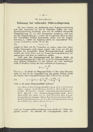 VI. Abschnitt Dehnung bei reibender Schienenlagerung