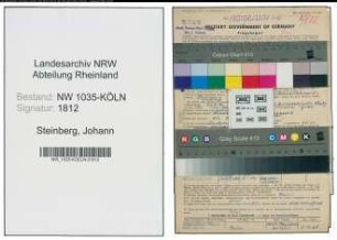 Entnazifizierung Johann Steinberg , geb. 21.09.1896 (Werkmeister)