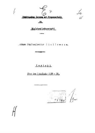 1929/30: Bericht über das Schuljahr ... - 1929/30