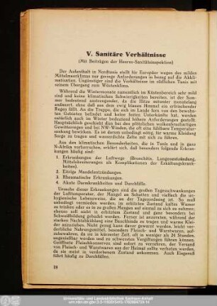 V. Sanitäre Verhältnisse
